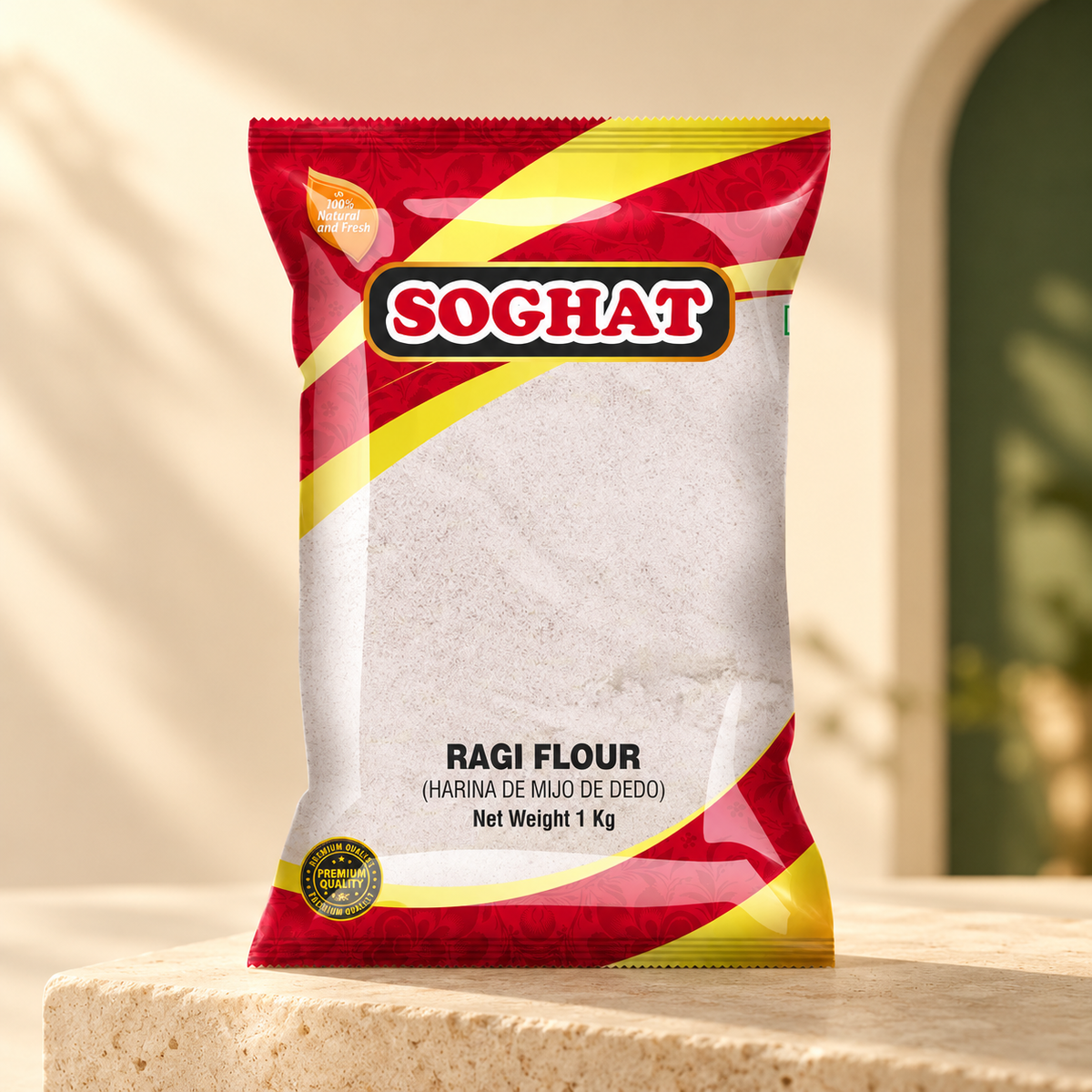 Soghat Harina Ragi Atta 1 kg — fotografía de estudio