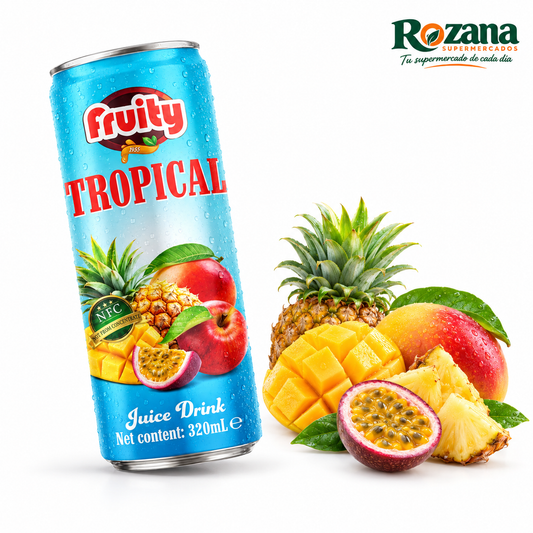 Fruity Zumo tropical 320 ml · Lata — presentación Rozana