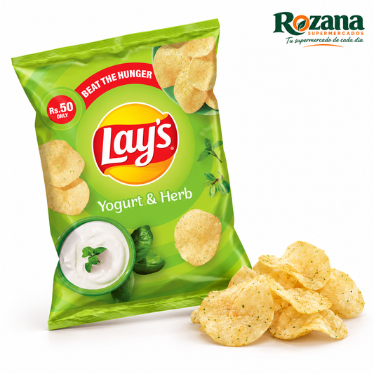Lay’s Yogurt & Herb 70 g · Pakistán — presentación Rozana
